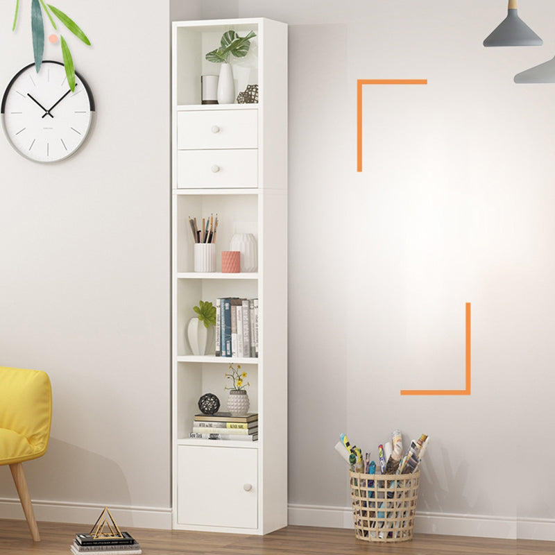 Modern Corner Vertical Shelf Bookcase Engineered Wood Book Shelf with Cabinets