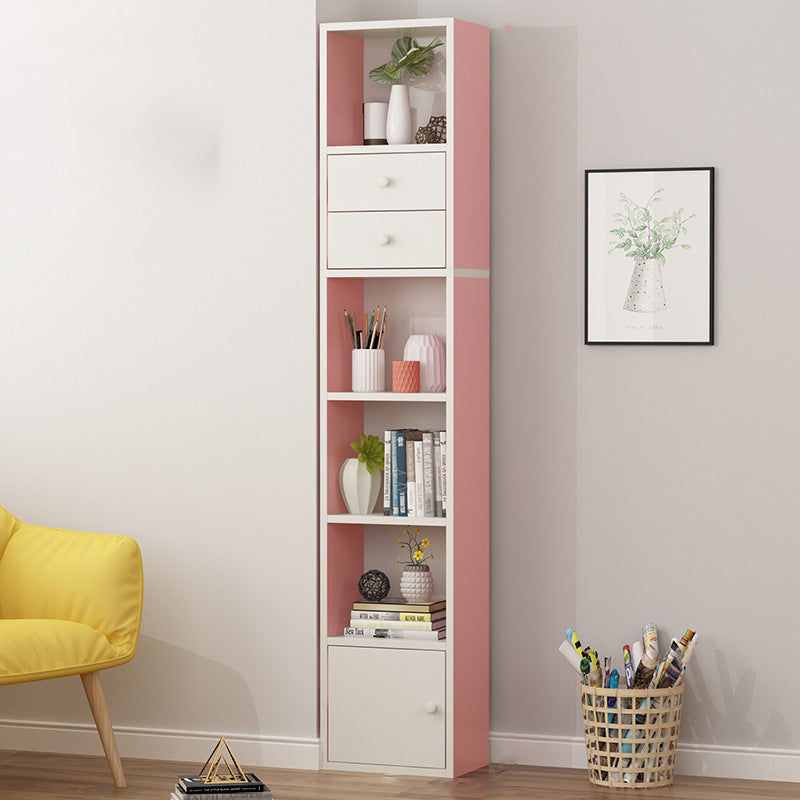Modern Corner Vertical Shelf Bookcase Engineered Wood Book Shelf with Cabinets