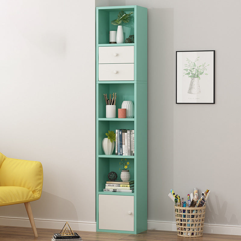 Modern Corner Vertical Shelf Bookcase Engineered Wood Book Shelf with Cabinets