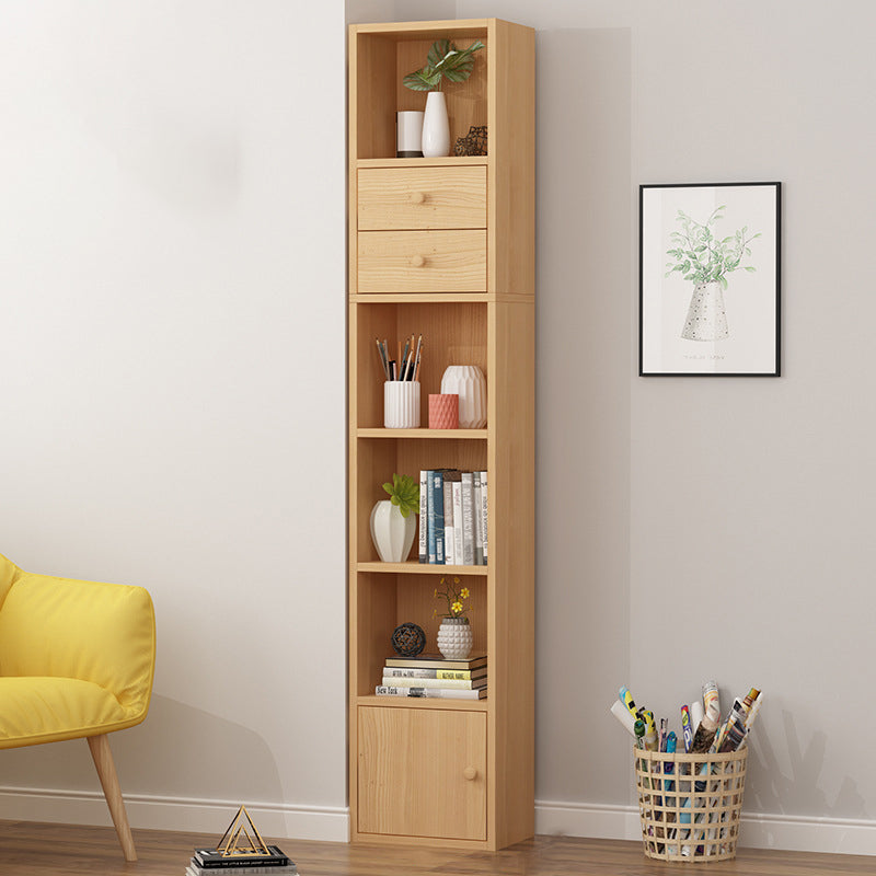 Modern Corner Vertical Shelf Bookcase Engineered Wood Book Shelf with Cabinets