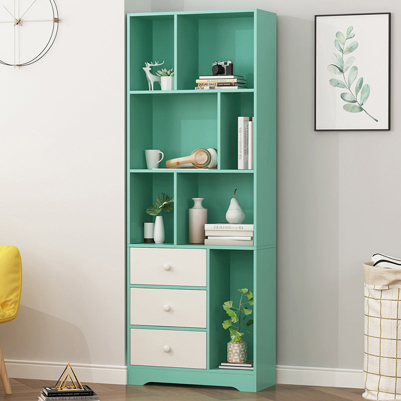 Modern Corner Vertical Shelf Bookcase Engineered Wood Book Shelf with Cabinets