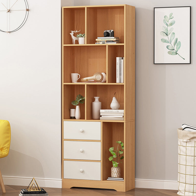Modern Corner Vertical Shelf Bookcase Engineered Wood Book Shelf with Cabinets