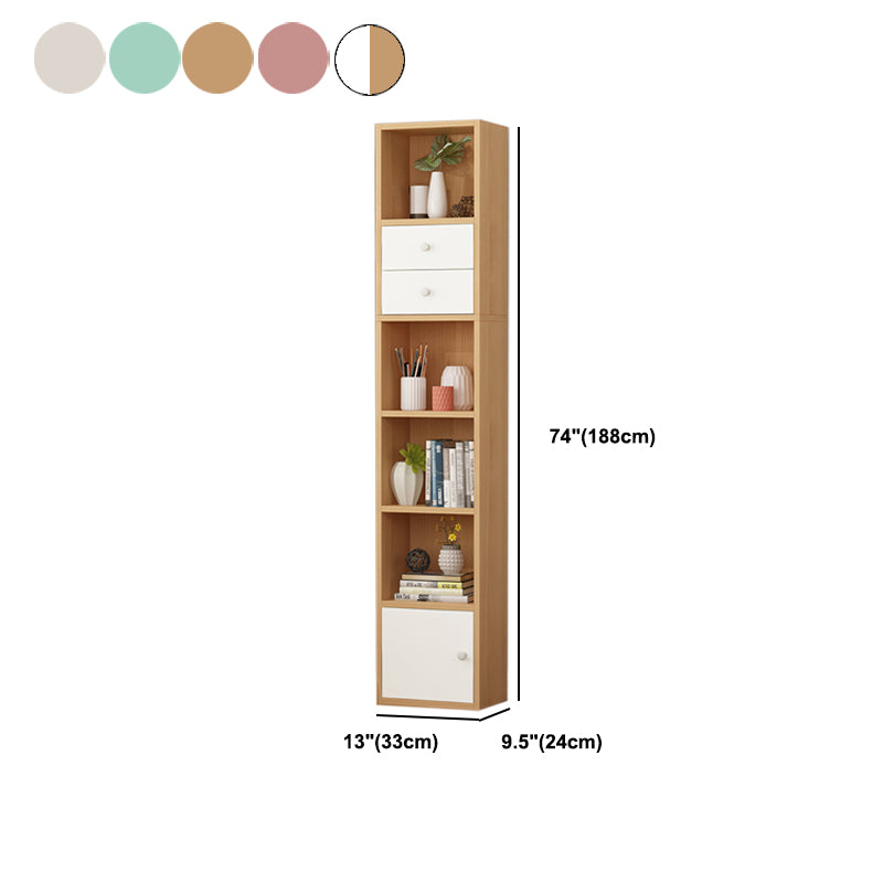 Modern Corner Vertical Shelf Bookcase Engineered Wood Book Shelf with Cabinets