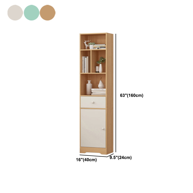 Modern Corner Vertical Shelf Bookcase Engineered Wood Book Shelf with Cabinets