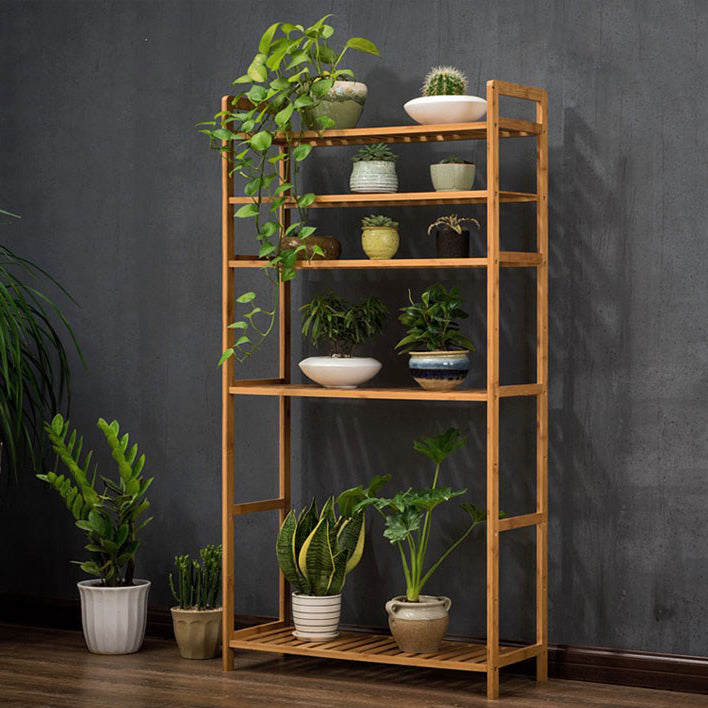 Modern Bamboo Vertical Book Shelf Brown Open Bookshelf for Study Room