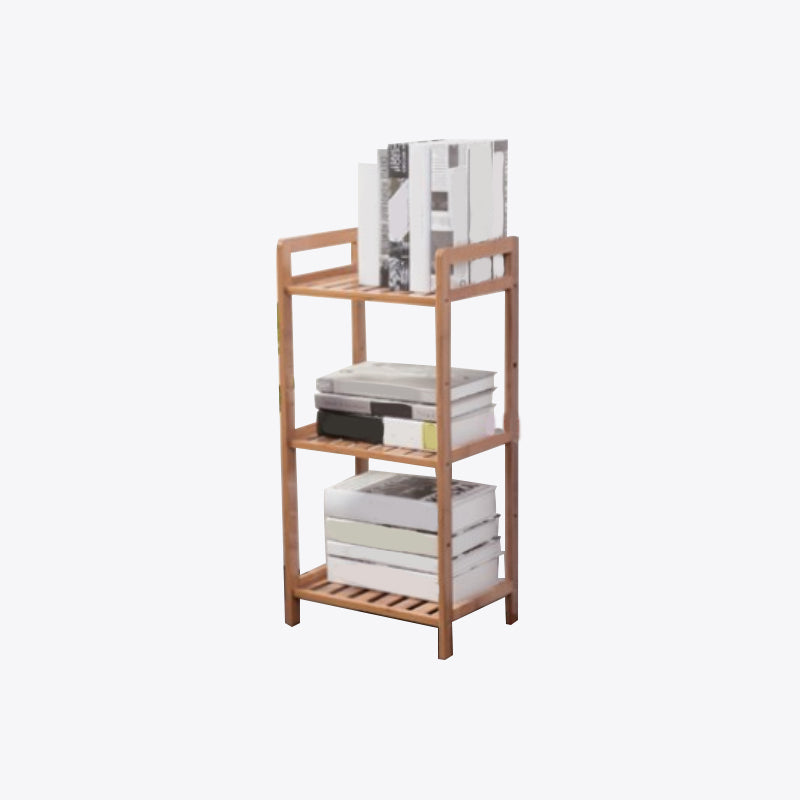 Modern Bamboo Vertical Book Shelf Brown Open Bookshelf for Study Room