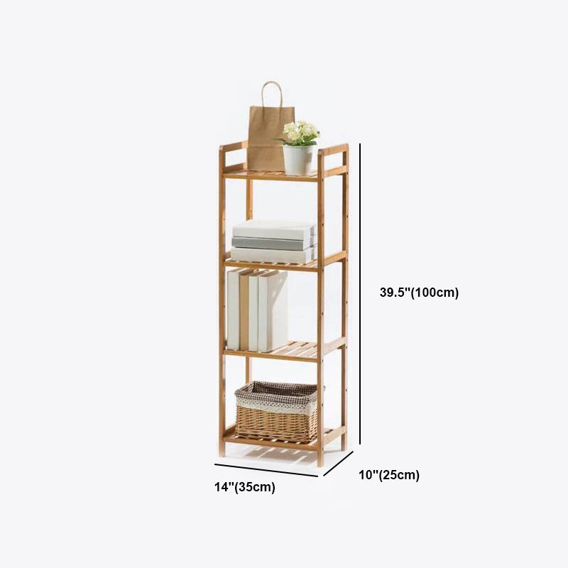 Modern Bamboo Vertical Book Shelf Brown Open Bookshelf for Study Room