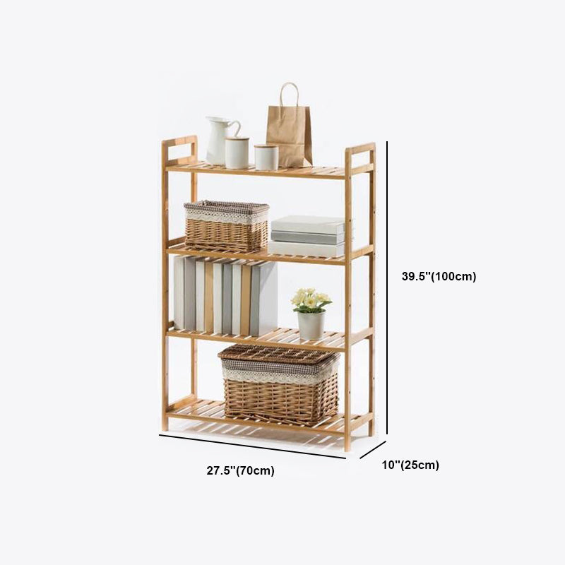 Modern Bamboo Vertical Book Shelf Brown Open Bookshelf for Study Room
