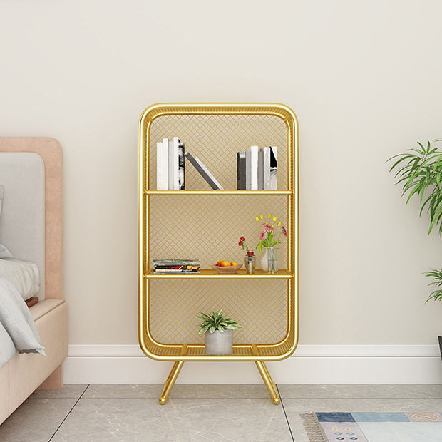 Glam Metal Bookshelf Closed Back with Shelves Bookcase Vertical