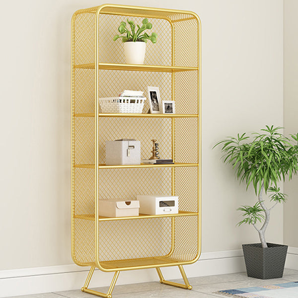 Glam Metal Bookshelf Closed Back with Shelves Bookcase Vertical