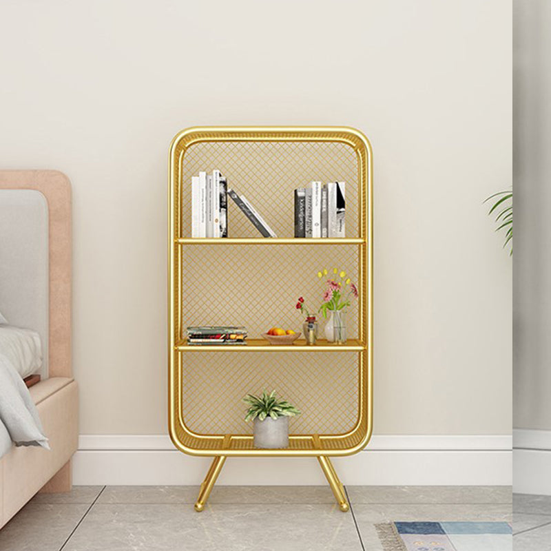 Glam Metal Bookshelf Closed Back with Shelves Bookcase Vertical