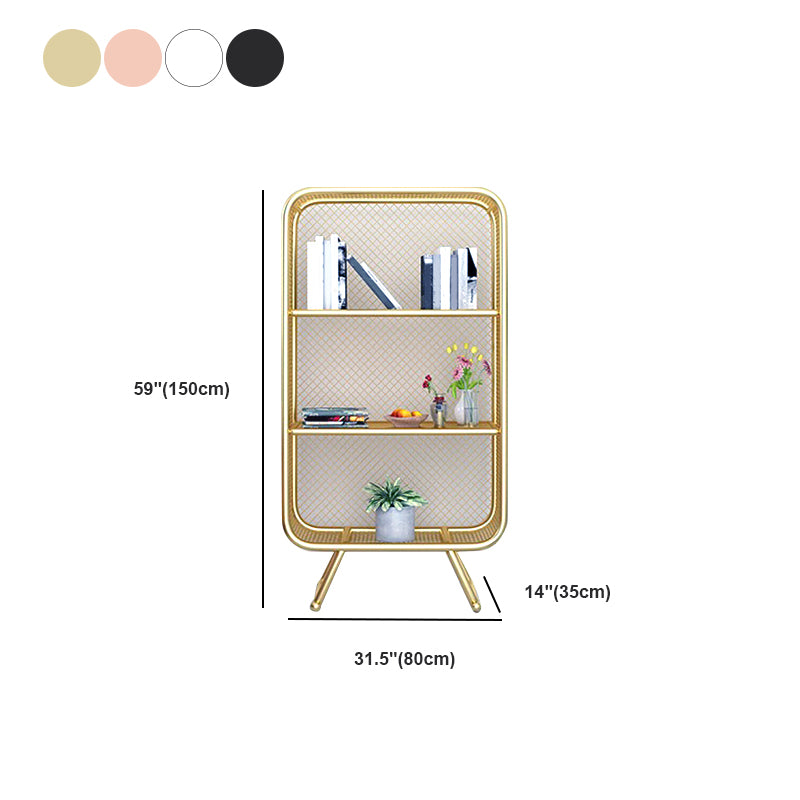 Glam Metal Bookshelf Closed Back with Shelves Bookcase Vertical