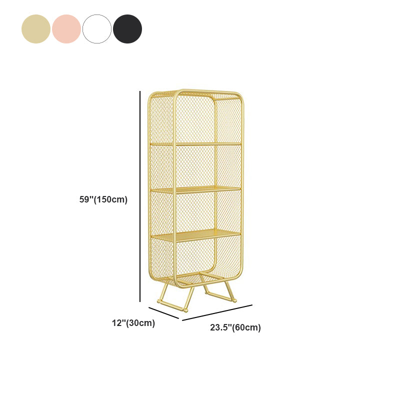 Glam Metal Bookshelf Closed Back with Shelves Bookcase Vertical