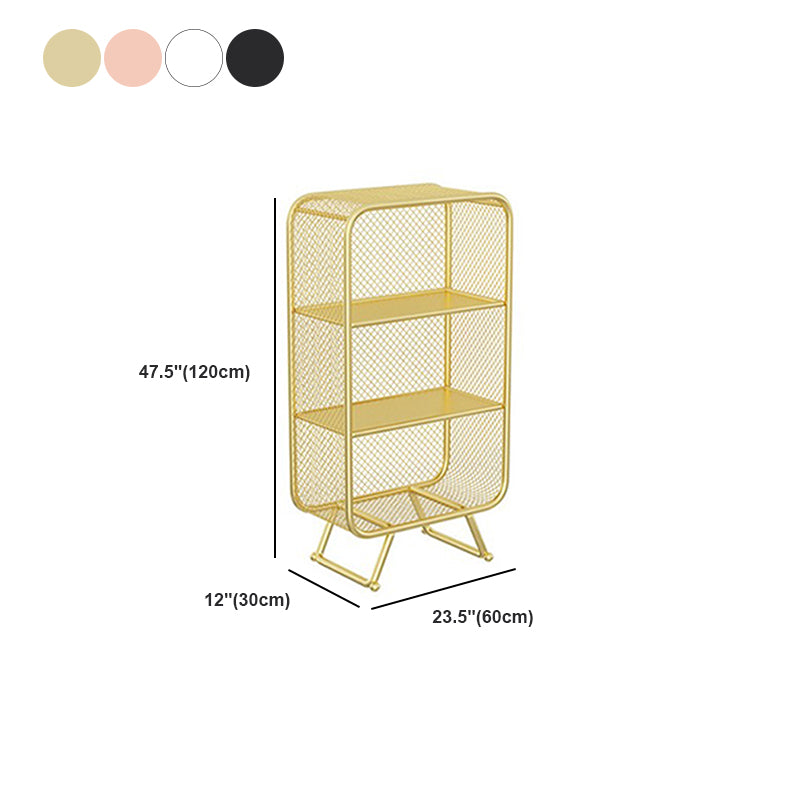 Glam Metal Bookshelf Closed Back with Shelves Bookcase Vertical