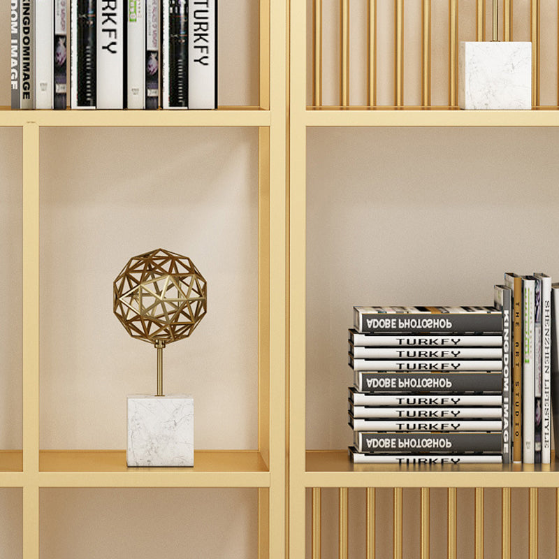 Glam Metal and Wood Shelf Bookcase Etagere Open Home Book Shelf with 5 Shelves