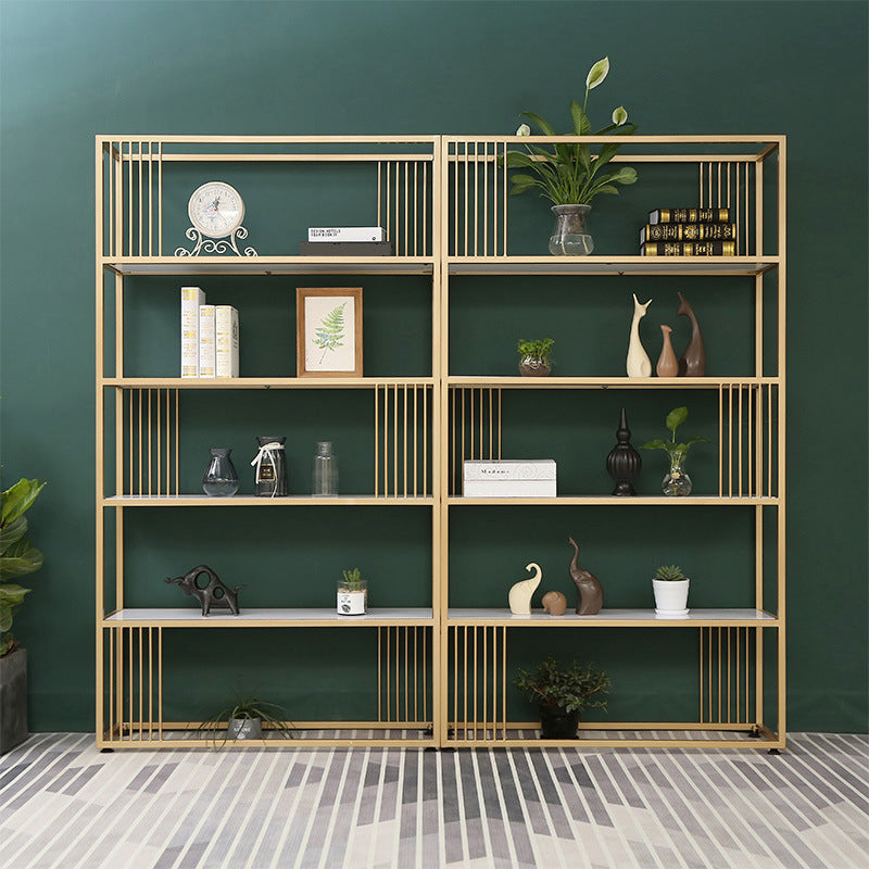 Gold Metal Shelf Bookcase Glam Open Shelf Shelves Included Bookcase Vertical
