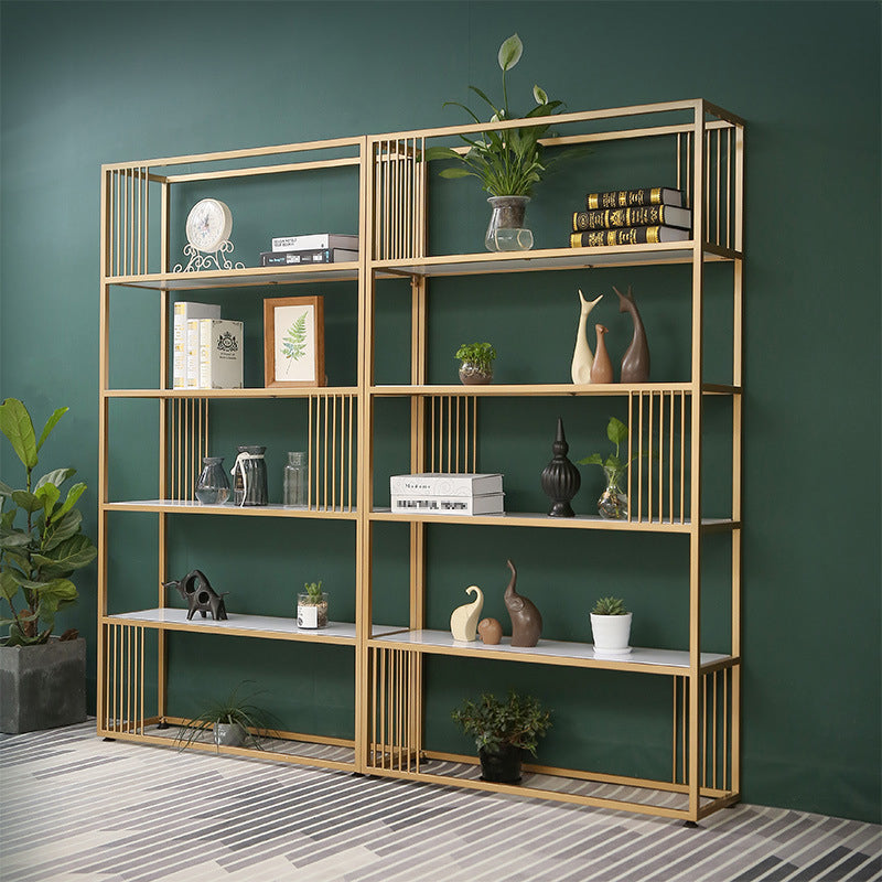 Gold Metal Shelf Bookcase Glam Open Shelf Shelves Included Bookcase Vertical