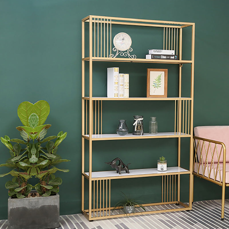 Gold Metal Shelf Bookcase Glam Open Shelf Shelves Included Bookcase Vertical