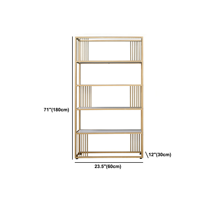 Gold Metal Shelf Bookcase Glam Open Shelf Shelves Included Bookcase Vertical