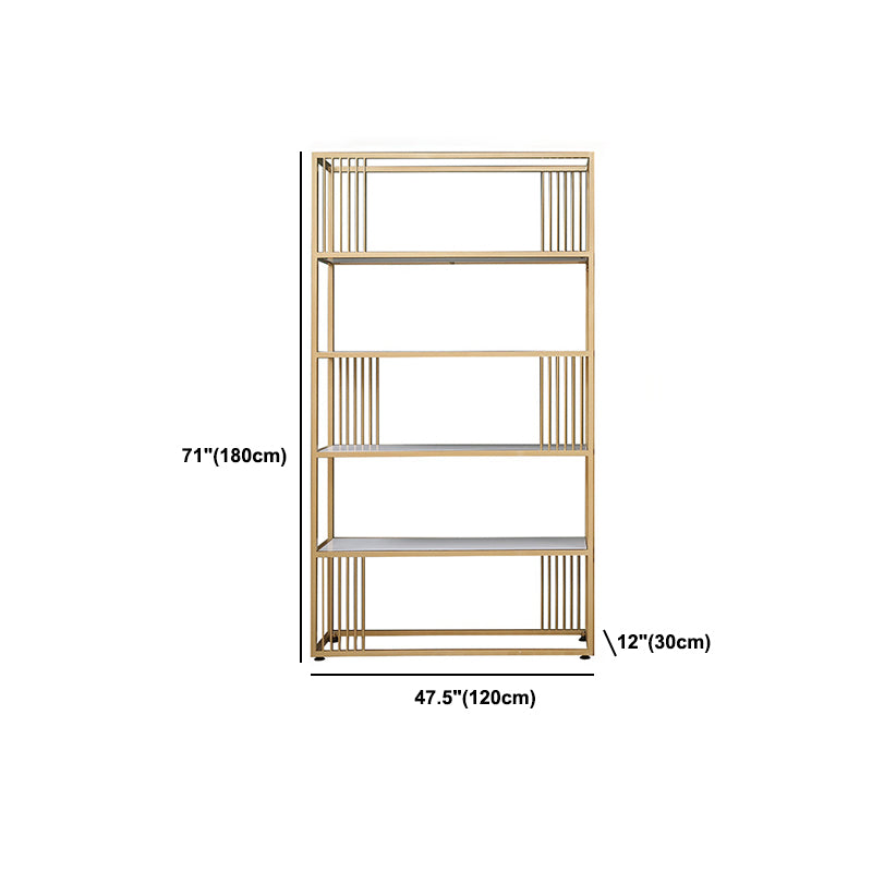 Gold Metal Shelf Bookcase Glam Open Shelf Shelves Included Bookcase Vertical
