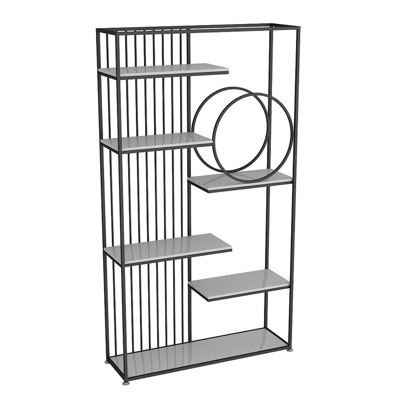 Metal and Wood Shelf Bookcase Open Etagere Book Shelf with 6 Shelves
