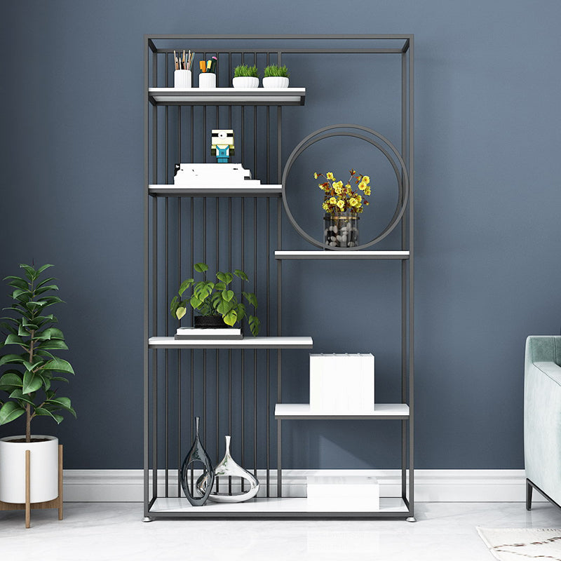 Metal and Wood Shelf Bookcase Open Etagere Book Shelf with 6 Shelves