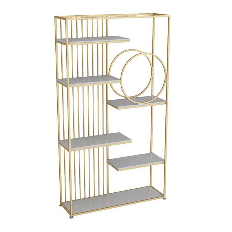 Metal and Wood Shelf Bookcase Open Etagere Book Shelf with 6 Shelves