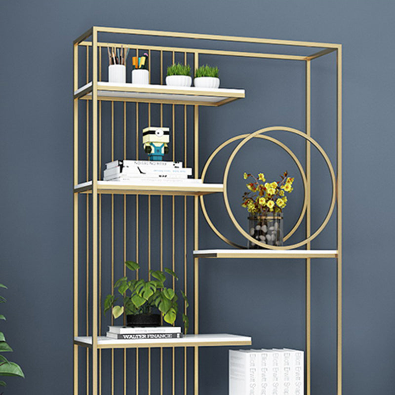 Metal and Wood Shelf Bookcase Open Etagere Book Shelf with 6 Shelves