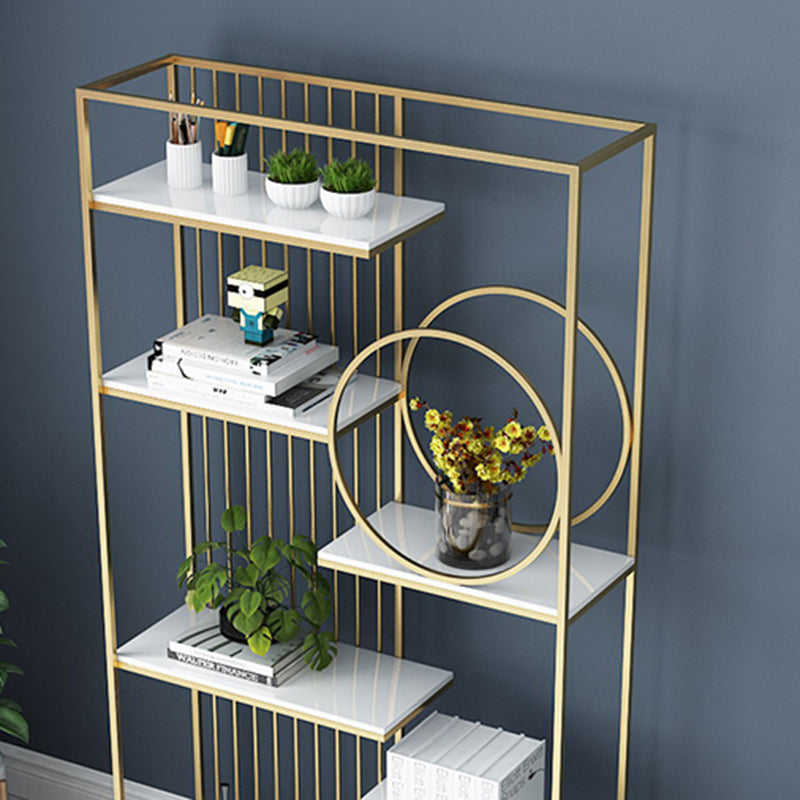 Metal and Wood Shelf Bookcase Open Etagere Book Shelf with 6 Shelves