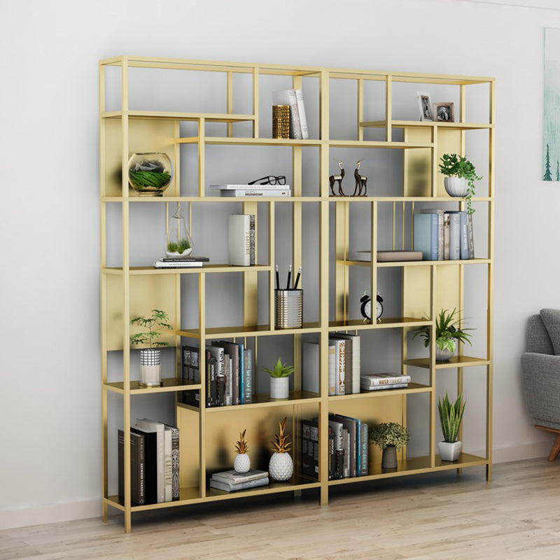 Open Back Shelf Bookcase Glam Vertical Bookcase for Study Room