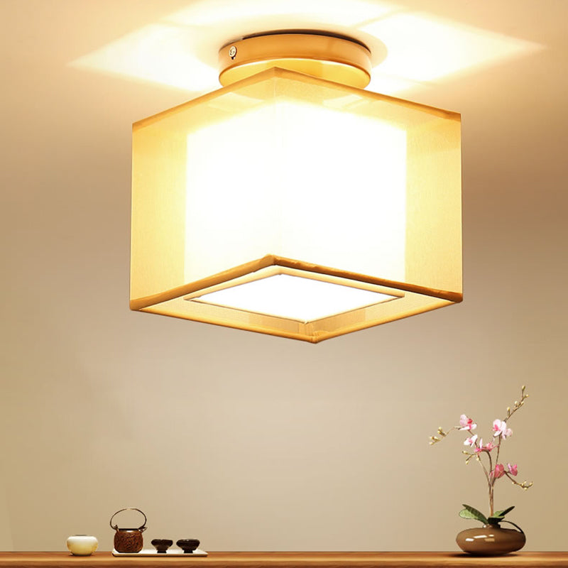 Fabric Geometric Shape Flush Mount Lights Modern 1 Light Flush Mount Light Fixture