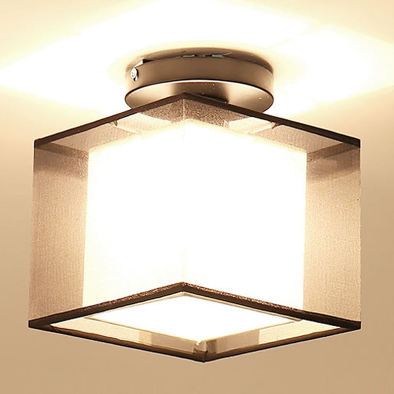 Fabric Geometric Shape Flush Mount Lights Modern 1 Light Flush Mount Light Fixture