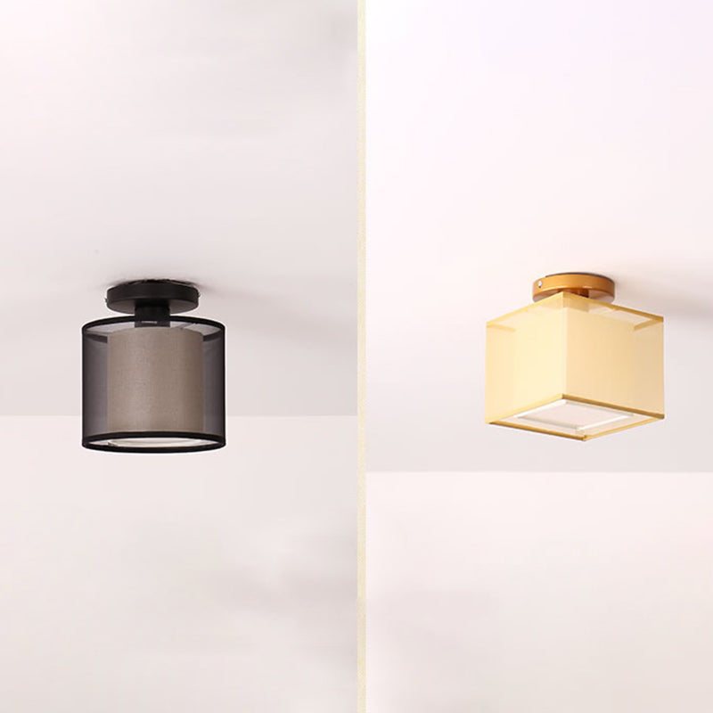 Fabric Geometric Shape Flush Mount Lights Modern 1 Light Flush Mount Light Fixture
