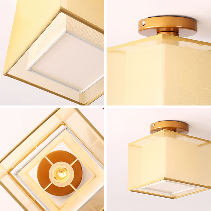 Fabric Geometric Shape Flush Mount Lights Modern 1 Light Flush Mount Light Fixture