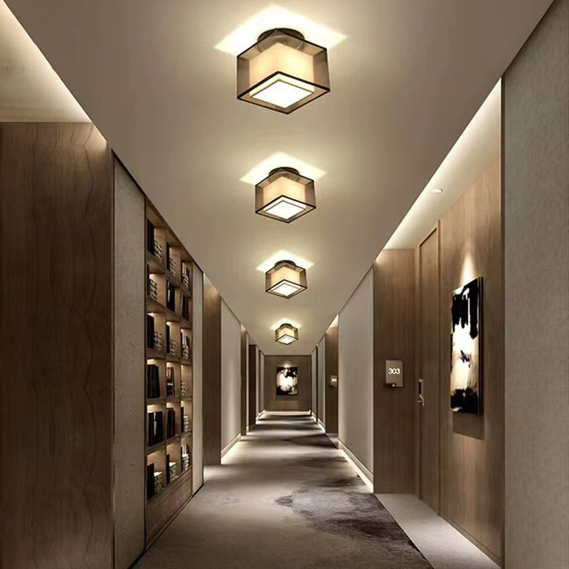Fabric Geometric Shape Flush Mount Lights Modern 1 Light Flush Mount Light Fixture