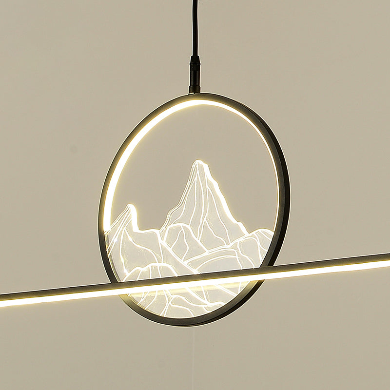 Modern Style Linear Shape Island Lighting Ideas Metal 2 Light Island Pendants in Black