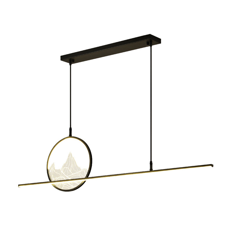Modern Style Linear Shape Island Lighting Ideas Metal 2 Light Island Pendants in Black