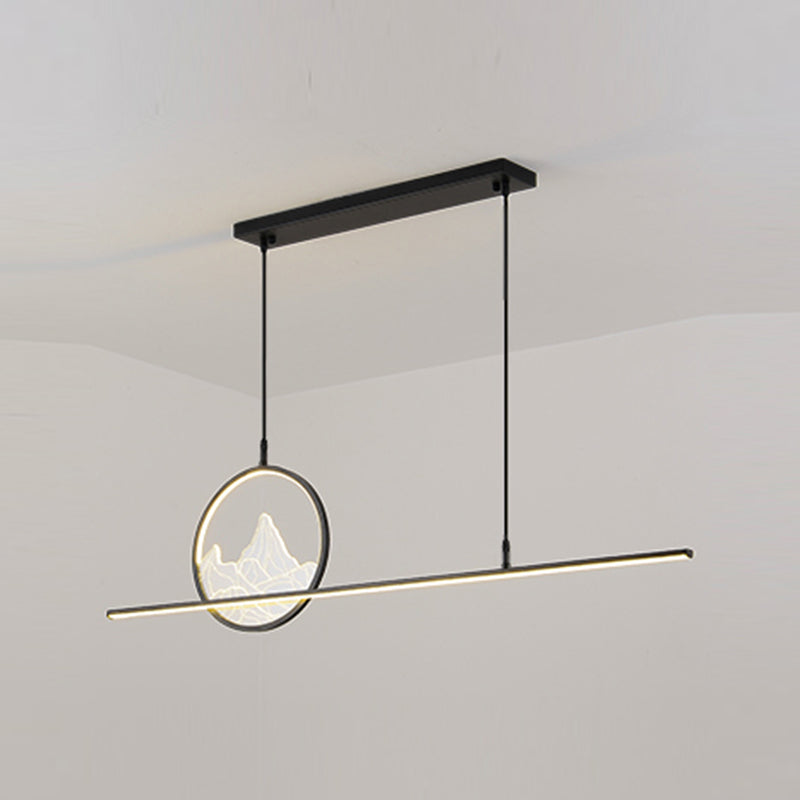 Modern Style Linear Shape Island Lighting Ideas Metal 2 Light Island Pendants in Black