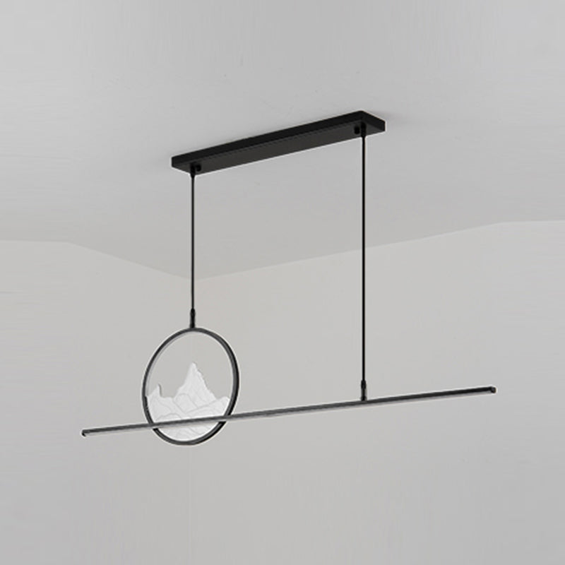Modern Style Linear Shape Island Lighting Ideas Metal 2 Light Island Pendants in Black