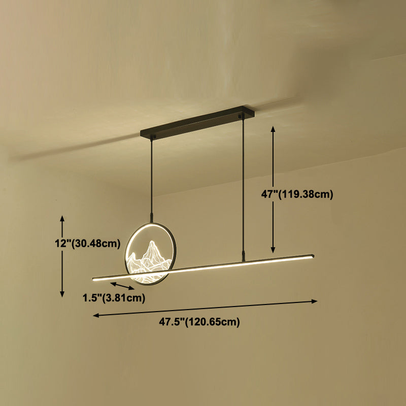 Modern Style Linear Shape Island Lighting Ideas Metal 2 Light Island Pendants in Black