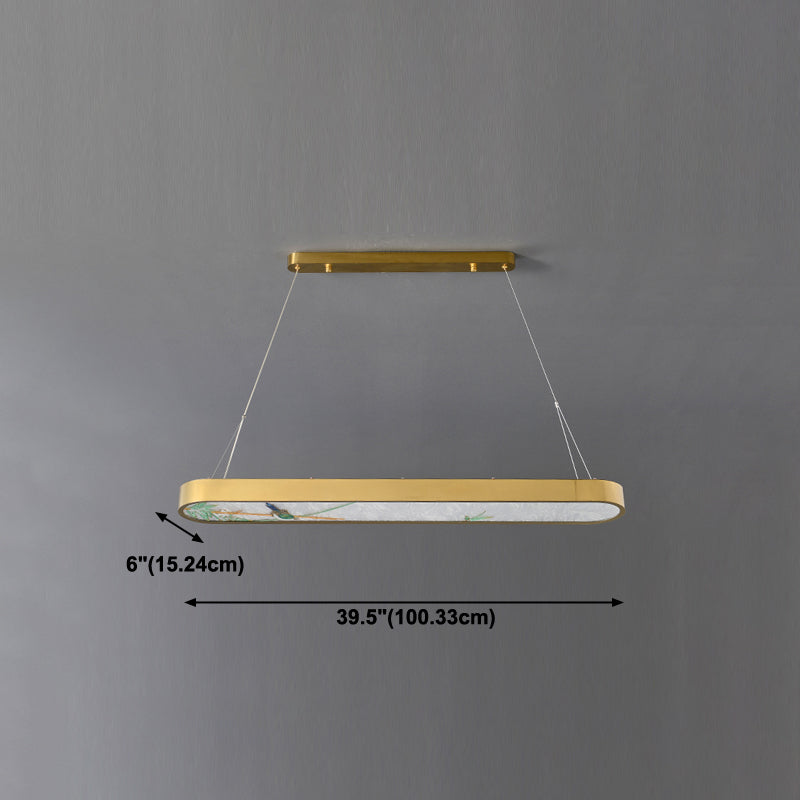 Modern Style Oval Shape Island Light White Glass 1 Light Island Lighting in Gold