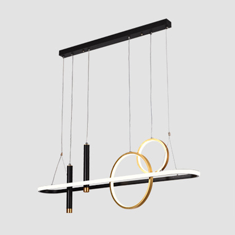 Modern Geometric Island Light Metal 39.5" Wide Island Pendant in Black for Dining Room