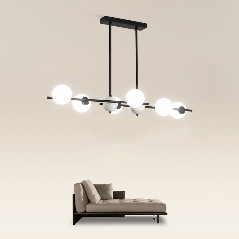 Modern Style Spherical Shape Island Lights Glass 6 Light Island Lighting in Black