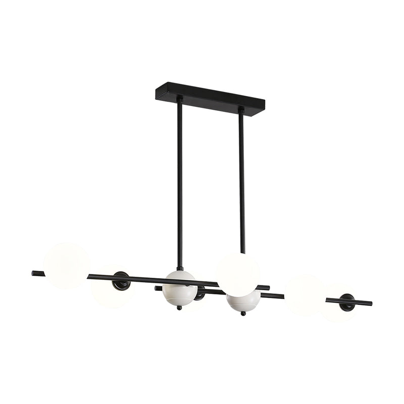 Modern Style Spherical Shape Island Lights Glass 6 Light Island Lighting in Black