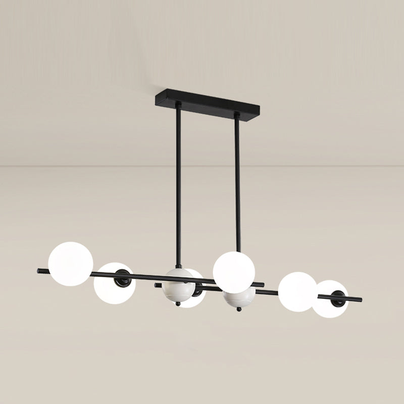 Modern Style Spherical Shape Island Lights Glass 6 Light Island Lighting in Black