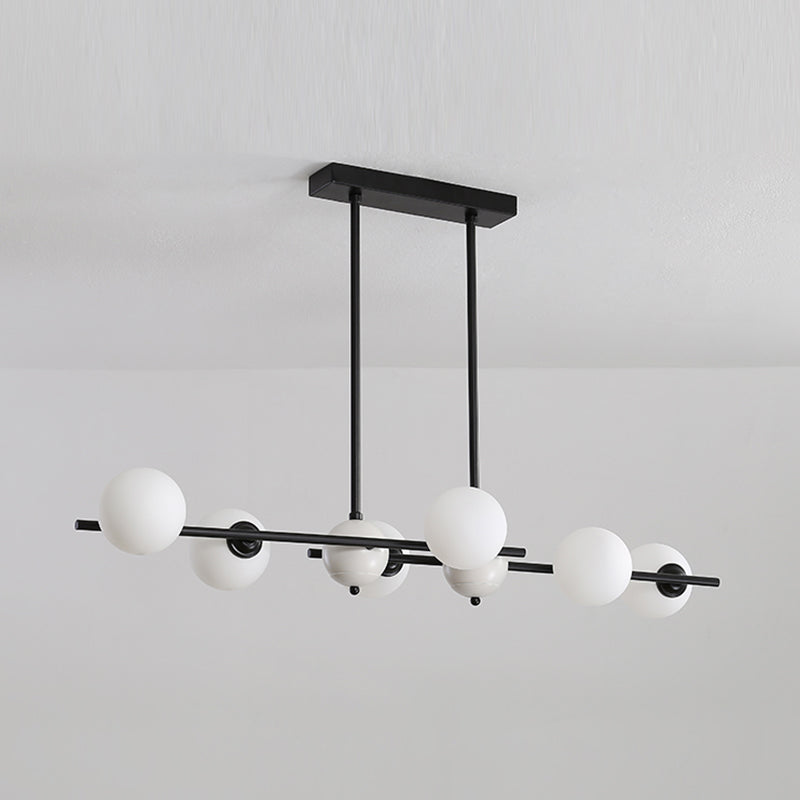 Modern Style Spherical Shape Island Lights Glass 6 Light Island Lighting in Black