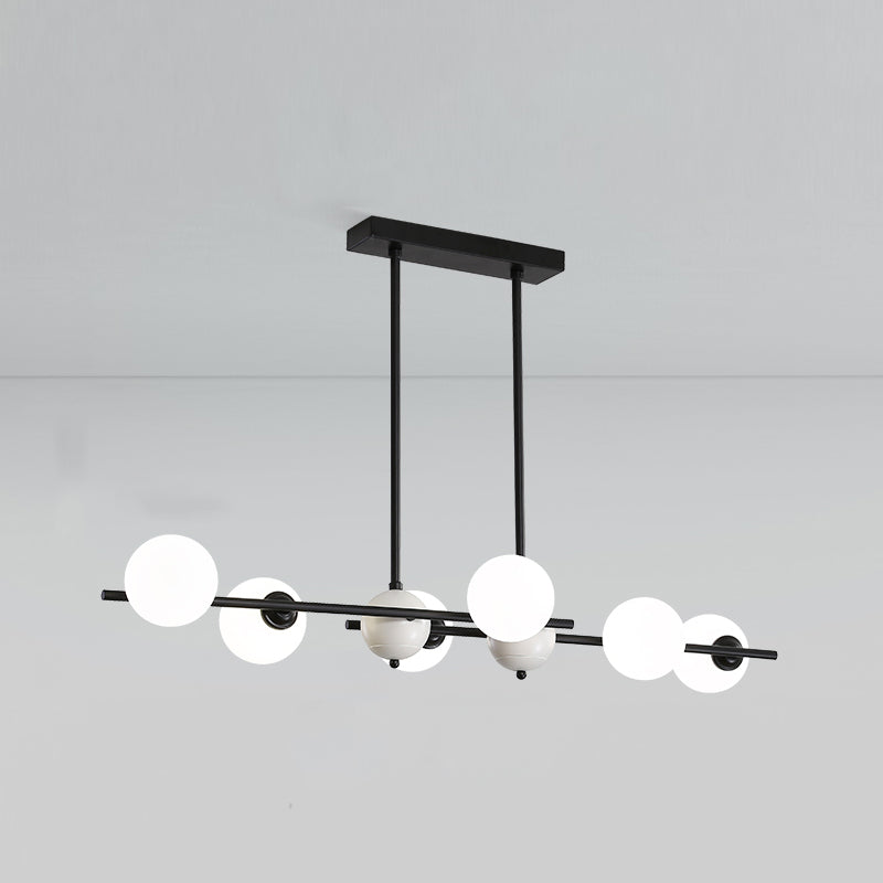 Modern Style Spherical Shape Island Lights Glass 6 Light Island Lighting in Black