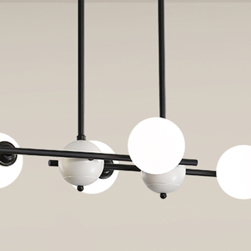 Modern Style Spherical Shape Island Lights Glass 6 Light Island Lighting in Black