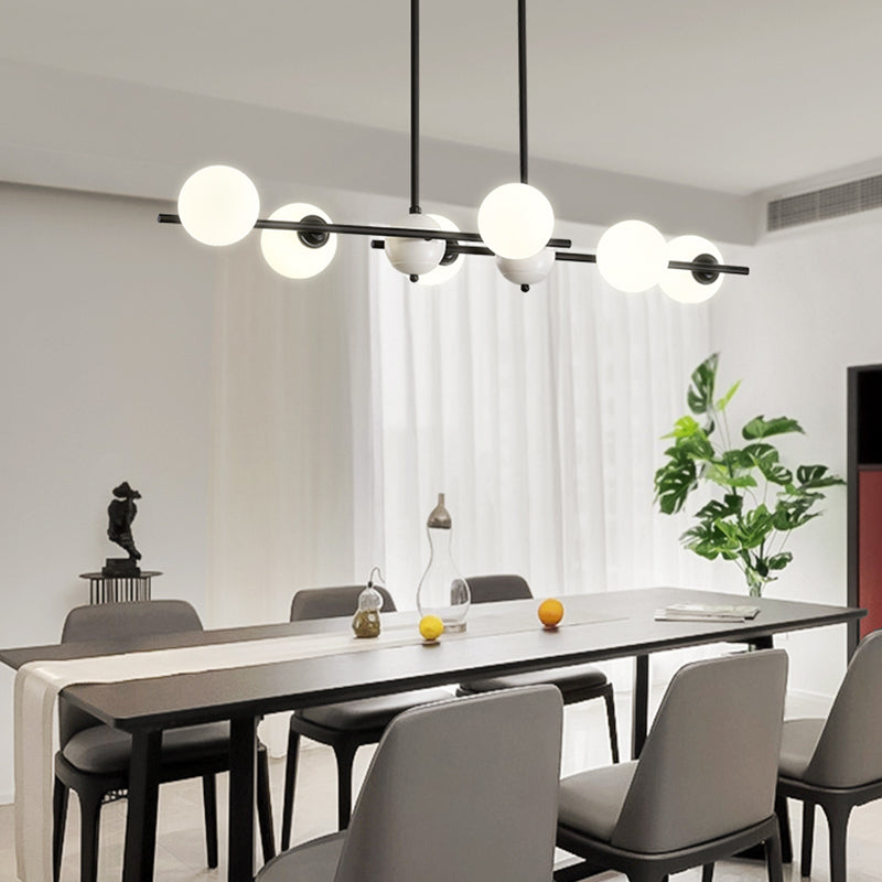 Modern Style Spherical Shape Island Lights Glass 6 Light Island Lighting in Black