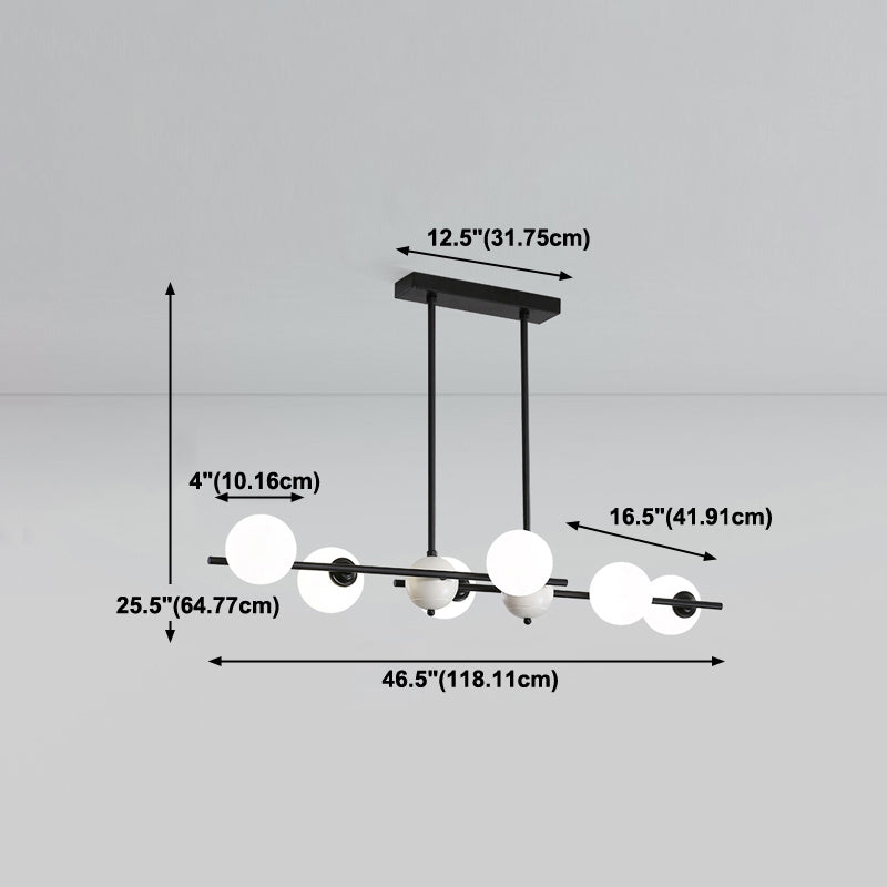 Modern Style Spherical Shape Island Lights Glass 6 Light Island Lighting in Black